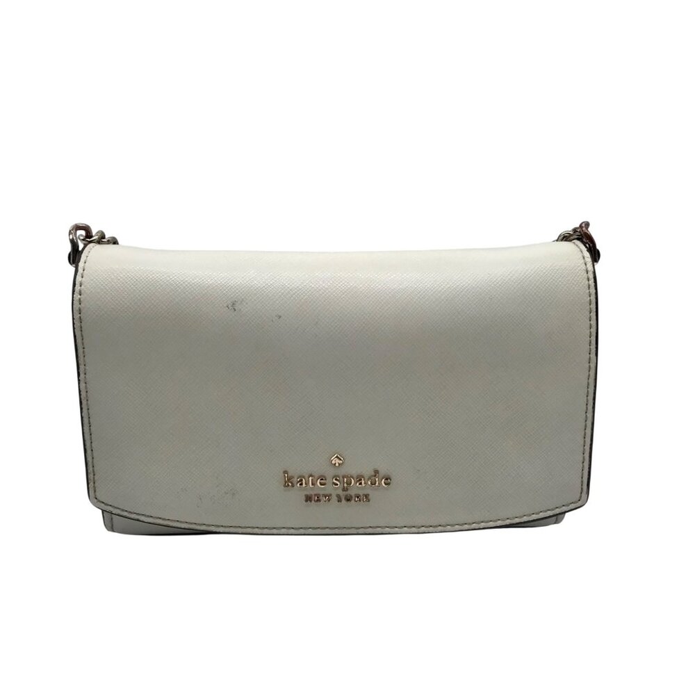 Kate Spade Ivory Leather Staci Flap Crossbody Bag